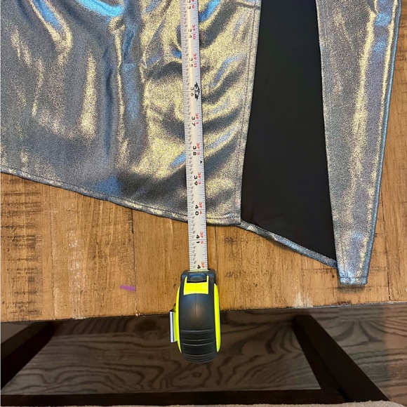 AllSaints Carla Gathered Silver Metallic Midi Skirt Side Split Polyester Size 10 - Picture 14 of 15